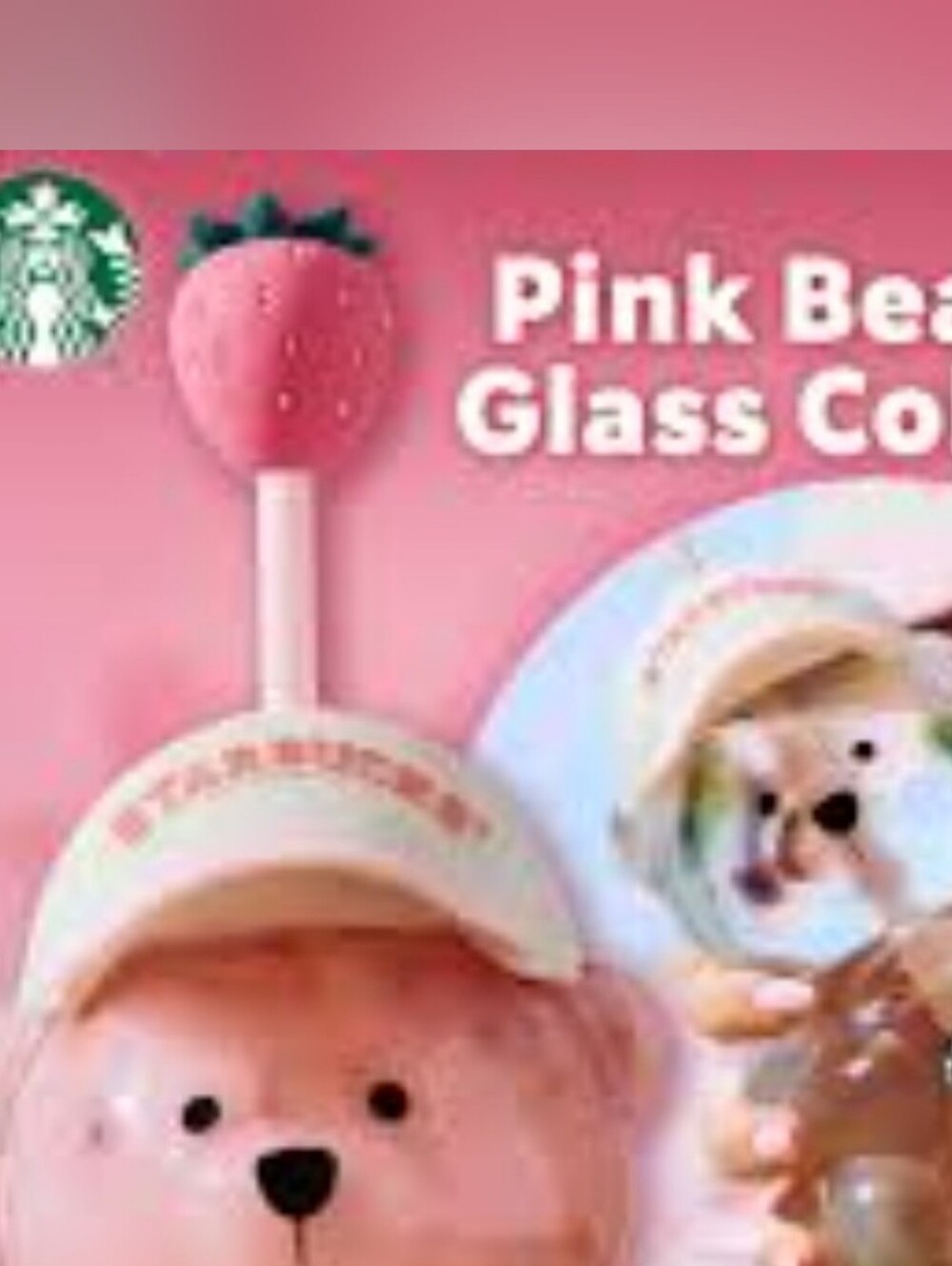I HAVE TWO LEFT! Starbucks Pink Bear Cup with Strawberry Straw - Bearista Cup 🍓 - Picture 7 of 8
